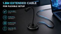 Microphone à condensateur USB Type-C CMTECK G009-ENC, directivité cardioïde, réduction du bruit, éclairage LED RGB - Portable pour l'enregistrement
