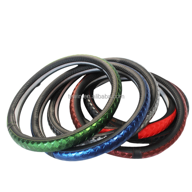 TEWIN TW-3012 Universal Car Steering Wheel Cover | Business Style Fiber Leather | 4-Spoke Fit