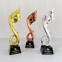 Nouveau Trophée Cristal Note de Musique en Résine Or Argent Bronze