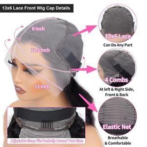 Peluca de Cabello Liso con Frente de Encaje HD de 13x6 |   Cabello Humano 100% Virgen, Color Natural |   Múltiples Patrones de Rizado Disponibles - Product Image 5