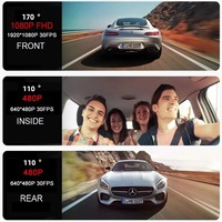 Caméra de tableau de bord Wi-Fi 3 canaux pour voiture, 3 caméras, HD 1080P, double objectif, enregistreur vidéo, boîte noire, surveillance de stationnement 24h/24