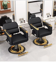 Chaise de barbier professionnelle pour salon, inclinable, pivotante, avec fonctions de levage - Style rétro nostalgique en acier inoxydable pour salons tendance