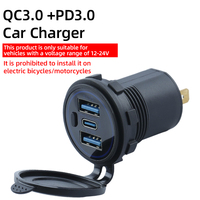Prise USB ronde étanche IP65 12V 24V à charge rapide avec PD3.0 et 2 ports QC3.0 pour véhicule, automobile, bus, siège