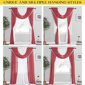 Fabrika toptan oturma odası pencere kırmızı perde 54X63 54X84 inç valance ile ekli düğün sırf perdeleri panelleri - Product Image 6