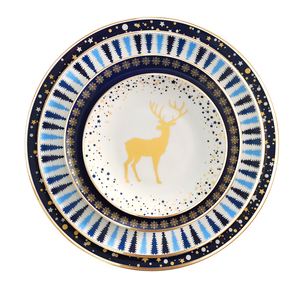 <span class=keywords><strong>Service</strong></span> de table en <span class=keywords><strong>porcelaine</strong></span> fine avec rebord doré motif rennes de Noël, assiettes en <span class=keywords><strong>porcelaine</strong></span> pour fêtes de fin d'année, hôtels et restaurants - Product Image 1