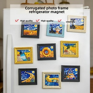 Van Goghs World-Famous Masterpiece Frame 3D Resin Refrigerator Magnet European Style Home Decor Magnetic Sticker Travel