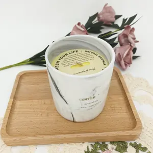 Velas aromáticas de lujo, vela de cerámica con jarra de mármol, con estampado especial, 200g