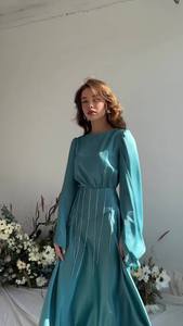 Abito estivo in raso Abaya Hijab vestito a portafoglio musulmano Eid Mubarak Abaya per le donne Dubai abiti africani tacchino Islam modesto abito caftano - Product Image 2