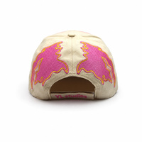 Casquette de baseball sportive unisexe personnalisée avec broderie flamme, en coton sergé, avec applique et broderie plate (sur la couture), modèle 4 Six-Piece Hat