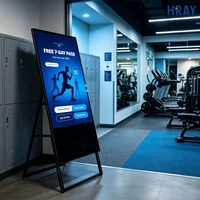 Pantalla HRAY de 43 Pulgadas con Marco de Vidrio Templado para Publicidad de Descuentos en Gimnasios, Compatible con OEM y ODM