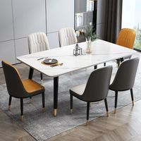Table à manger moderne extensible en marbre, design rectangulaire, petite taille familiale, style luxe léger, pour hôtel, avec chaises