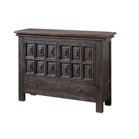 Buffet vintage Wabi Sabi en bois massif vieilli, meuble de rangement artisanal pour salon avec tiroirs