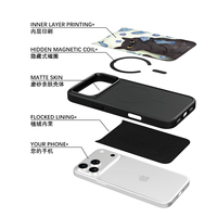 Coque de téléphone AG Feeling Black Edge avec motif chat poisson doré pour iPhone 17, 17 Pro Max, 16 Pro, 15 – Coque magnétique