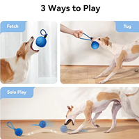Balle interactive pour chien en E-TPU durable pour les grands chiens, 3 modes de jeu, jouet intelligent pour les mâchoires agressives, utilisation intérieure et extérieure