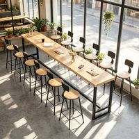 Table de bar en bois massif de style industriel moderne et luxueux pour café, comptoir de bar long et étroit pour bureau, salon, hôtel, restaurant, mobilier
