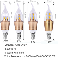 Ampoule LED Candelabra de haute qualité E14, lumières de bougie 5W/7W/9W/12W, blanc lumière du jour, changement de couleur, haute luminosité, économie d'énergie