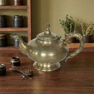 กาน้ำชาโลหะแบบวินเทจพร้อมฝาปิดที่จับหม้อต้มน้ำดีไซน์หรูหรา - Product Image 3