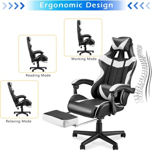 Günstige weiße anpassbare Pu Leder Massage Computers piel Stuhl Silla Gamer Racing Gaming Stühle mit Lichtern und Lautsprechern - Product Image 3