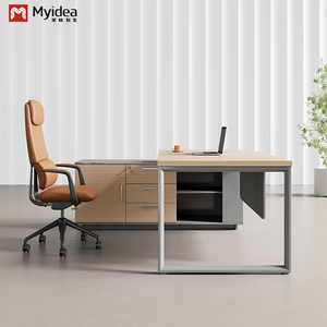 <span class=keywords><strong>Myidea</strong></span> Bureau de direction en L en bois massif avec sous-armoire et plusieurs pieds en acier pour immeuble de bureaux - Product Image 2