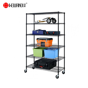 Nsf Phê Duyệt 6 Tier Có Thể Điều Chỉnh 800lbs Kim Loại <span class=keywords><strong>Chrome</strong></span> Kệ Đơn Vị Nhà Để Xe Di Động Bán Hàng Kệ, Nhiệm Vụ Nặng Nề Dây Kệ - Product Image 2