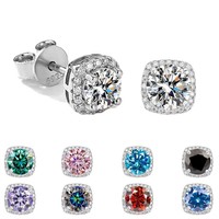 Petites boucles d'oreilles clous en zircone cubique et moissanite pour femme, en argent sterling S925, style classique à quatre griffes, élégantes pour le bureau