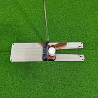 SwingPerefect Miroir de putting double face en acier pour le golf, 17 pouces (44 cm), avec alignement gravé au laser, aide à l'entraînement pour la ligne de départ à 3 voies, 380g