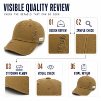 Casquette de baseball vintage en coton délavé non structurée à 6 panneaux, avec logo tissé personnalisé et visière incurvée, style « Dad Hat » de luxe en gros