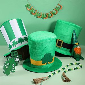 Chapeau Haut-de-forme Vert Personnalisé pour la <span class=keywords><strong>Saint</strong></span>-<span class=keywords><strong>Patrick</strong></span>, Chapeau de <span class=keywords><strong>Déguisement</strong></span> de Leprechaun Irlandais pour Fêtes et Événements, Vente en Gros - Product Image 3