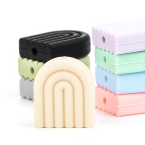 Nouvelle chaîne de sucette DIY, collier, sans BPA, perles en silicone arc-en-ciel à mâcher, 12 mm, certifiées par un tiers, accessoires pour bébé - Product Image 5