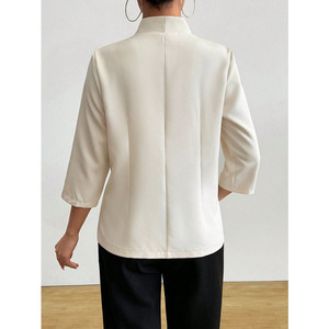 <span class=keywords><strong>Blazer</strong></span> de <span class=keywords><strong>Mujer</strong></span> con Cuello en V, Estilo Chino, Manga Tres Cuartos, Sensación de Alta Gama, Elegante y Sólido, Nueva Colección Primavera Verano 2026 - Product Image 4