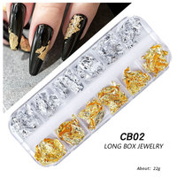 Autocollants pour ongles en feuille d'or, d'argent et multicolores, 12 grilles de fragments métalliques, décalcomanies pour nail art, décoration DIY, vente en gros directe usine TSZS