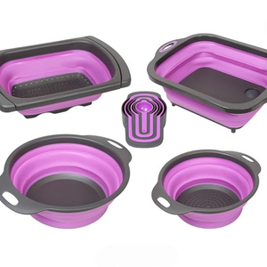 Égouttoir de cuisine pliable en silicone pour évier, passoire, bol mélangeur, planche à découper, ensemble de tasses à mesurer - Product Image 4