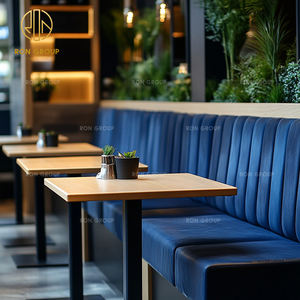 Moderno Terciopelo Azul cuadrado de madera cafetería Hotel restaurante silla Mesa sofá cabina muebles sofá cabina para cafetería - Product Image 2