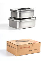 Boîte à lunch Bento en métal avec compartiment Boîte à lunch en acier inoxydable 304 Boîte à lunch scellée Bento en acier inoxydable 3 en 1 Set