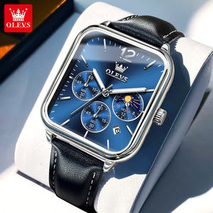   Montre pour homme de luxe avec logo personnalisé OEM 9914, bracelet en cuir, phase lunaire, chronographe, quartz, tendance - Product Image 2