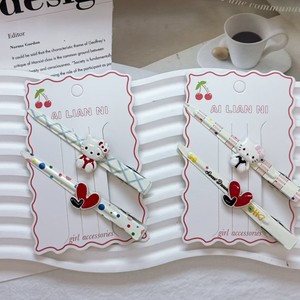 Pinza de Pelo Metálica Ai Lian Ni con Diseño de Gato y Cereza, 13 cm, Accesorios para Chicas, Uso Diario - Product Image 1