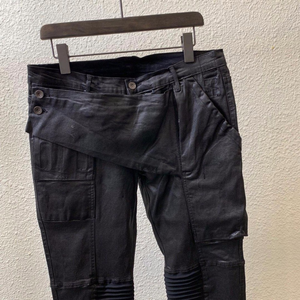 Jeans in Denim Cerato Personalizzati Primavera 2024, <span class=keywords><strong>Abbigliamento</strong></span> Maschile Classico Gotico, Jeans Dritti Rivestiti Stile <span class=keywords><strong>Hip</strong></span> <span class=keywords><strong>Hop</strong></span> - Product Image 4