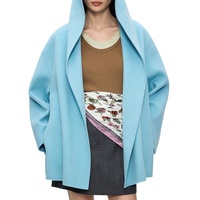 Manteau à capuche en pure laine pour femme, double face, à bouton unique, décontracté, pour l'hiver, fabrication de marque privée de luxe