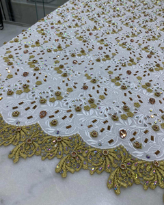 우아한 결혼식과 이브닝 가운을위한 반짝이는 크리스탈 자수가있는 절묘한 신부 레이스 원단 프리미엄 브로케이드 - Product Image 4