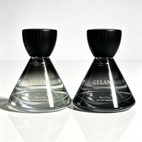 Flacon de parfum unique 50 ml en verre ambré conique, boîte personnalisée, OEM ODM, logo personnalisé, flacon de parfum vide avec vaporisateur