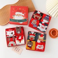 Chaussettes de Noël en coton peigné absorbant la transpiration, chaussettes chaudes d'hiver mi-mollet, motif renne de dessin animé mignon, unisexe, en coffret cadeau