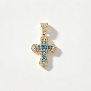 Colar com Pingente de Cruz Crucifixo de Zircônia em Latão Colorido, Colares com Múltiplos Pingentes de Latão Colorido, Corrente de Corda para Uso - Product Image 5