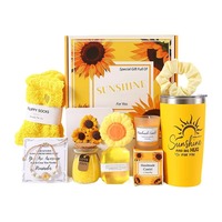 Coffret Cadeau Transfrontalier Bougie Aromathérapie et Boule de Bain SPA Tournesol avec Boîte en Papier – Idéal pour Anniversaire Femme, Fête des Mères, Mariage, Souvenir de Voyage
