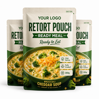 Sachet Retortable Personnalisé à Trois Soudures Latérales, Résistant aux Hautes Températures (121°C), pour Emballage Alimentaire de Soupe Brocoli Cheddar et Plats Préparés