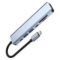 Station d'accueil 7 en 1 en alliage d'aluminium, type C, USB-C vers HDMI, USB3.0, USB2.0, SD, TF, 2 ports, charge PD, hub USB