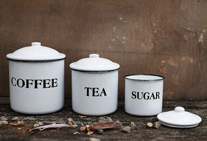 Ensemble de boîtes en métal émaillé EM11Coffee Tea Sugar avec couvercles, multicolores, tasse sans anse, mug sans anse avec couvercles - Product Image 2