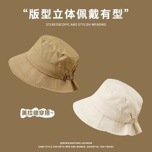 Bucket Hat Women Summer Wide Brim Sun Protection Breathable Cotton Canvas Fisherman Hat Black Off White Khaki - Product Image 3