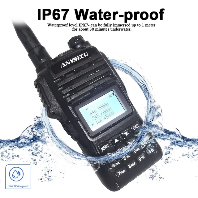 Anysecu WP-68 IP67 Waterproof Analog Two Way Radio Long Range Handheld Walkie Talkie 256CH VOX Emergency Alert Walkie Talkies