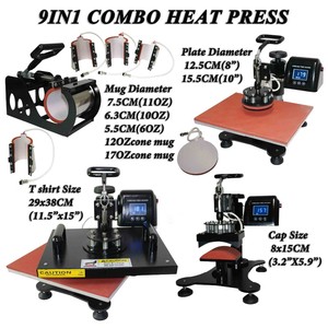 SD09 CE aprobado por sublimación Manual 9 en 1 camiseta máquina de prensa de calor Combo máquina de transferencia de calor - Product Image 1