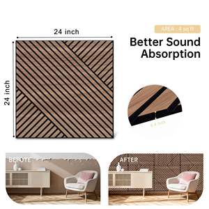 Panel Acústico Autoadhesivo <span class=keywords><strong>de</strong></span> Fibra <span class=keywords><strong>de</strong></span> Poliéster 100% con <span class=keywords><strong>Diseño</strong></span> 3D <span class=keywords><strong>de</strong></span> Chapa <span class=keywords><strong>de</strong></span> Madera, Ecológico, para Estudio <span class=keywords><strong>de</strong></span> <span class=keywords><strong>Diseño</strong></span> Gráfico, NRC70% - Product Image 5